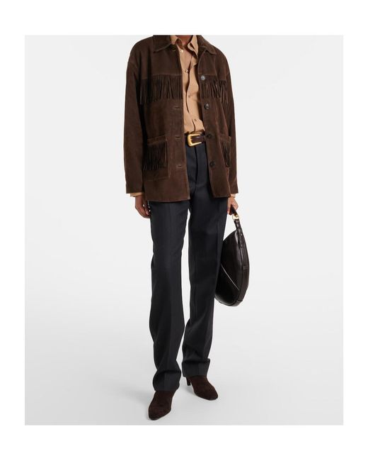 Nili Lotan Brown Foudre Fringed Suede Jacket