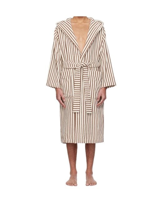 Tekla Natural Striped Pajamas With Lace-Up for men