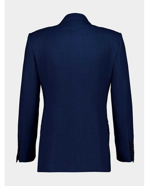 Tom Ford Blue Double-Breasted Wool Blazer for men