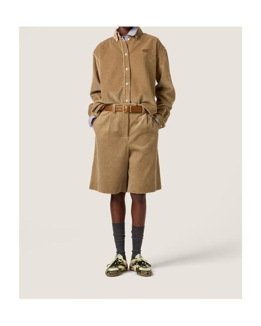 Miu Miu Natural Corduroy Shorts