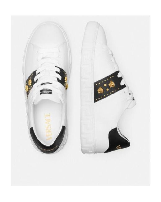 Versace White Medusa Stud Sneakers for men