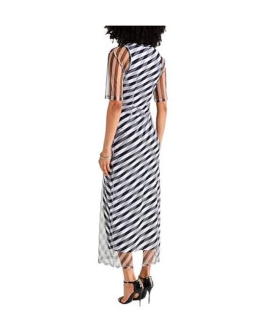 Sportmax White Fitted Striped Dress
