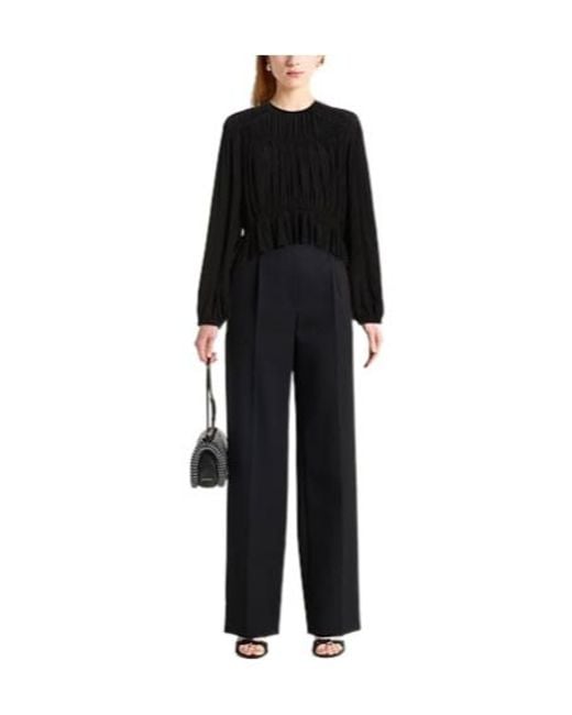Isabel Marant Black Solid Ruffle Top