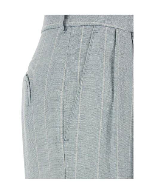 Blazé Milano Gray Stripe-Pattern Trousers