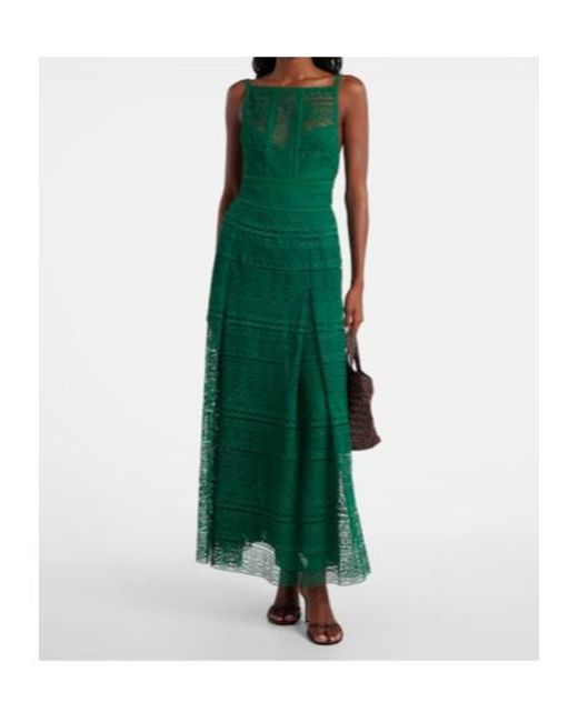 Elie Saab Green Macramé Midi Dress