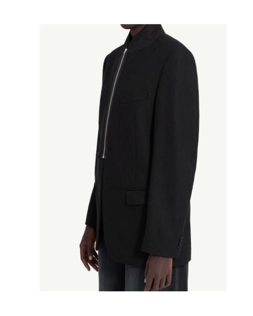 MM6 by Maison Margiela Black Long Sleeve Zip-Front Blazer