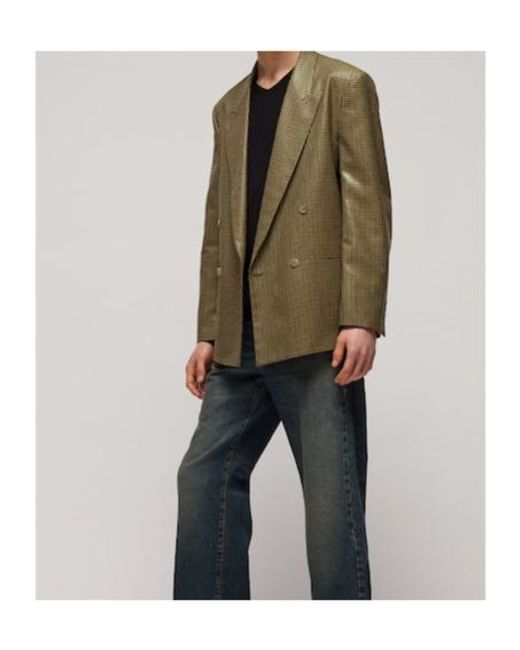 Gucci Green Gingham Wool Double-Breasted Jacket for men