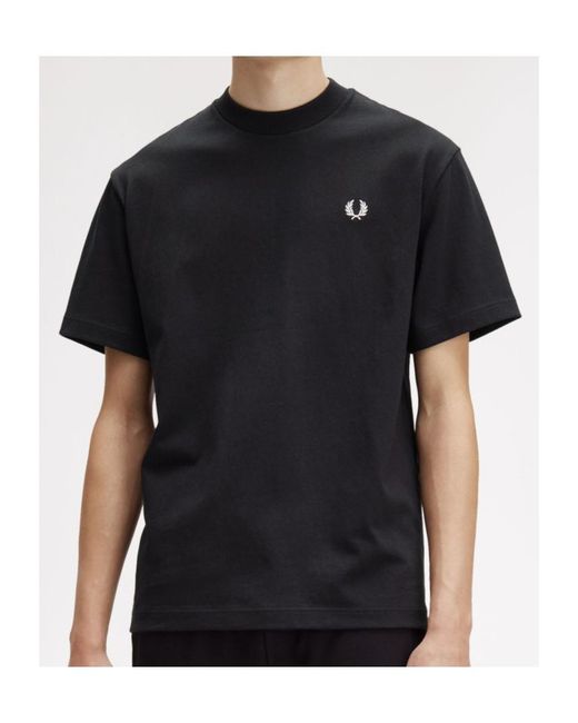 Fred Perry Black Small-Logo Cotton T-Shirt for men