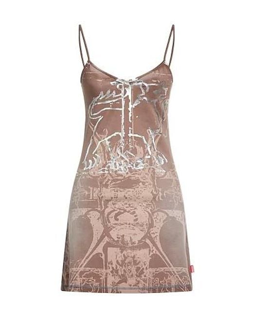 DIESEL Brown Metallic Sleeveless Fitted Dress