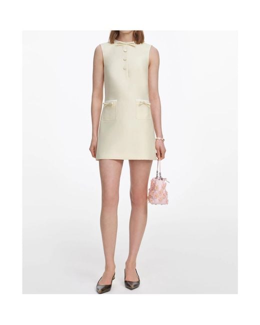 Self-Portrait Natural Bow Detail Mini Dress