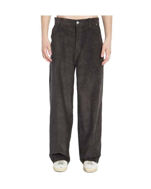 AMI Gray Wide Leg Corduroy Pants for men