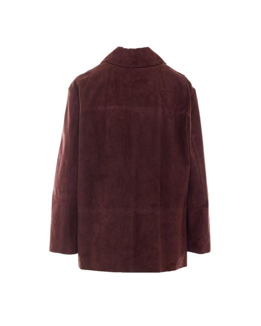 Max Mara Purple Long-Sleeve Leather Jacket