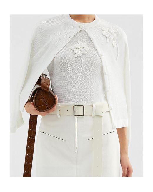 Jil Sander White Floral Knit Cardigan
