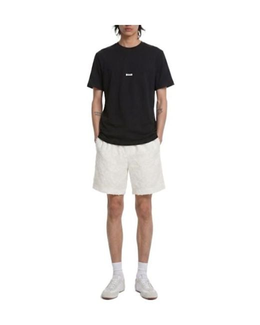 MSGM Black Crew Neck Short-Sleeve T-Shirt for men