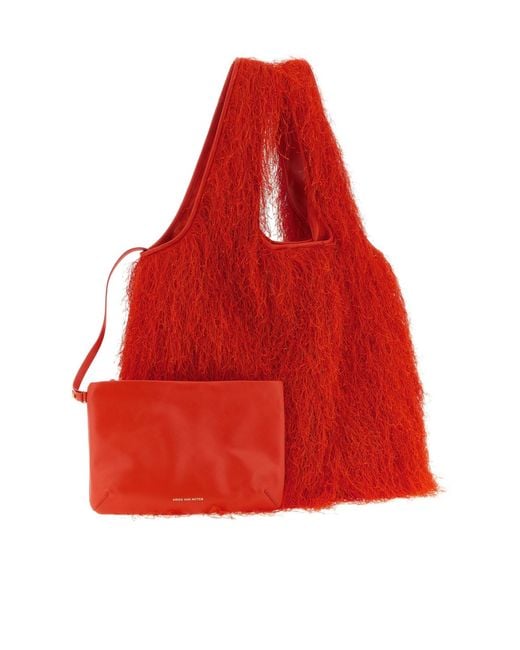 Dries Van Noten Red Top-Handle Shoulder Bag