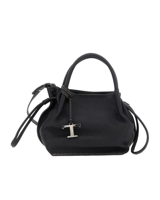 Tod's Black Logo Plaque Medium Bucket Bag