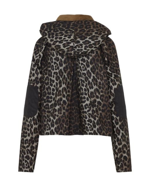 Barbour Black X Ganni Leopard-Pattern Jacket