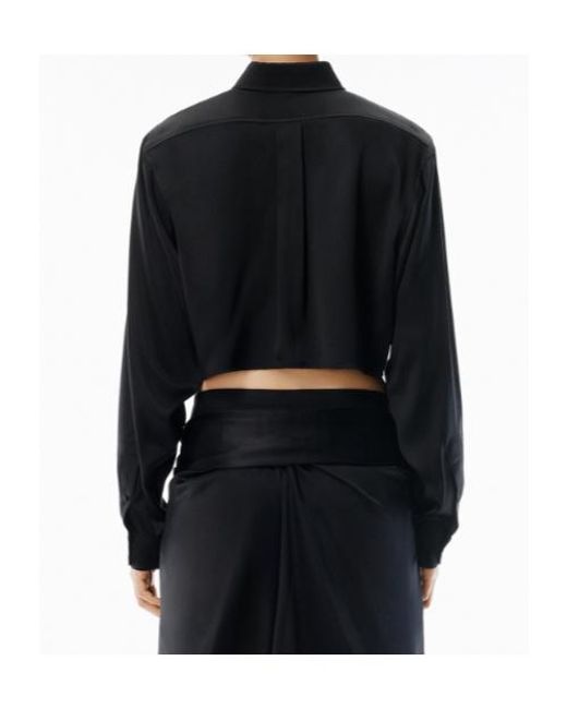 T By Alexander Wang Black Button-Up Cropped Shirt