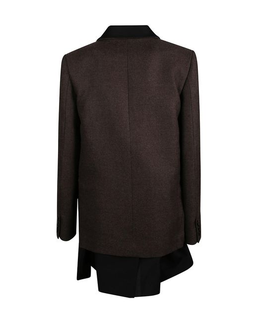 Sacai Black Double-Breasted Wool Coat