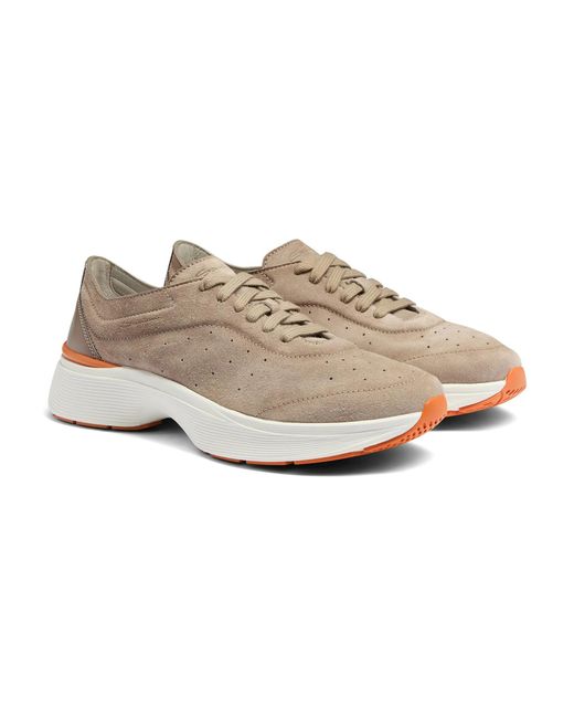 Santoni Brown Round Toe Sneakers for men