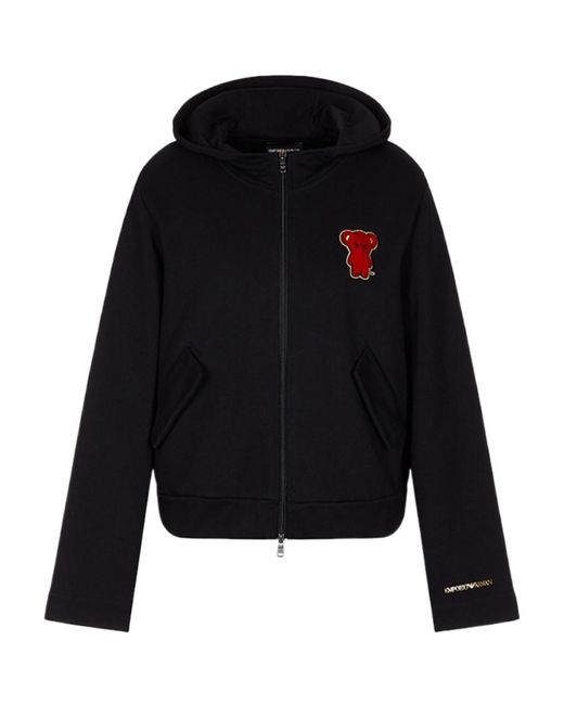 Emporio Armani Black Logo Hooded Casual Coat