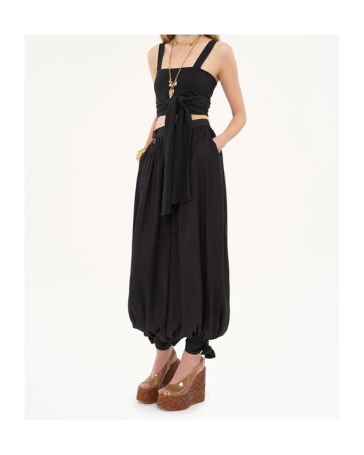 Chloé Black Crepe De Chine Cropped Top