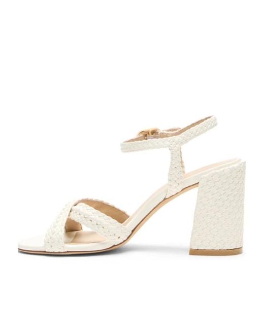 Stuart Weitzman White Alyssa Woven Block 85