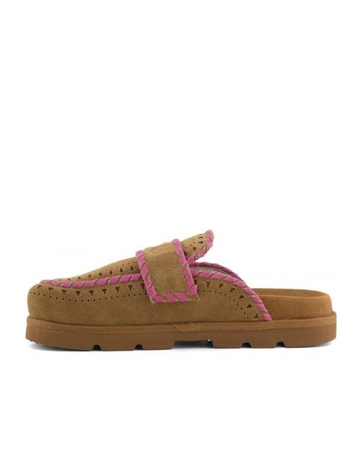 Mou Brown Low Bio Sabot Leather Stitching