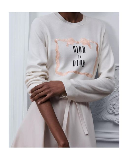 Dior White Book Cover Embroidered Sweater
