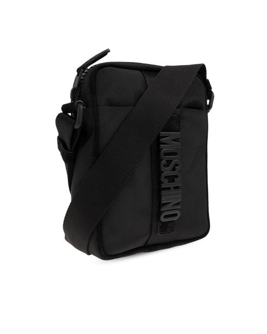 Moschino Black Logo Plaque Shoulder Bag for men