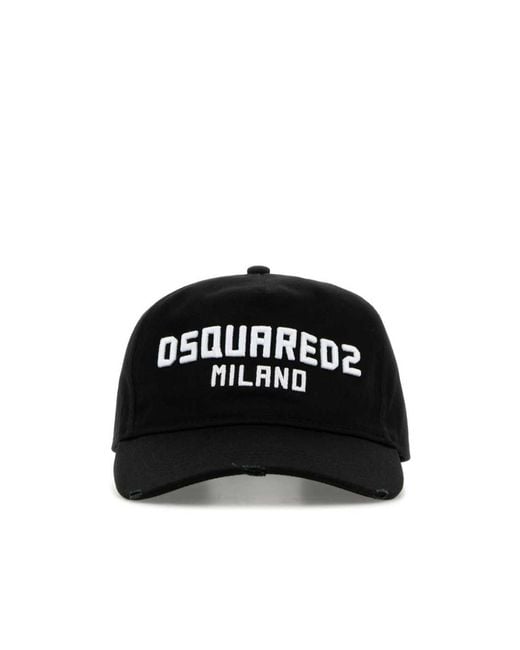 DSquared² Black Logo Embroidered Baseball Cap for men