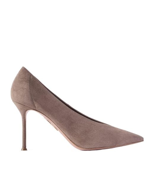 Aquazzura Brown Voltaire 85 Suede Pumps