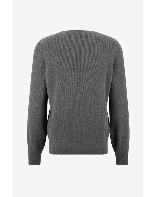 Brunello Cucinelli Gray Long-Sleeved Sweater for men