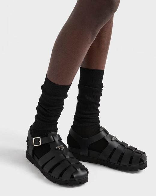 Prada Black Rubber Cage Sandal for men