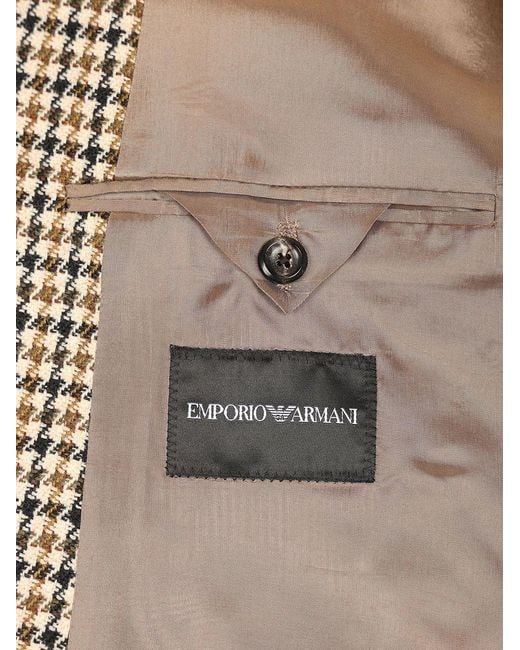 Emporio Armani Brown Double-Breasted Blazer Artan Check Motif for men