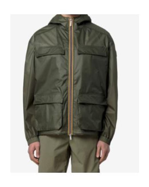 K-Way Green Zip-Front Hooded Jacket for men