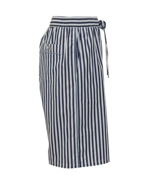 Dolce & Gabbana Blue Drawstring Striped Shorts for men