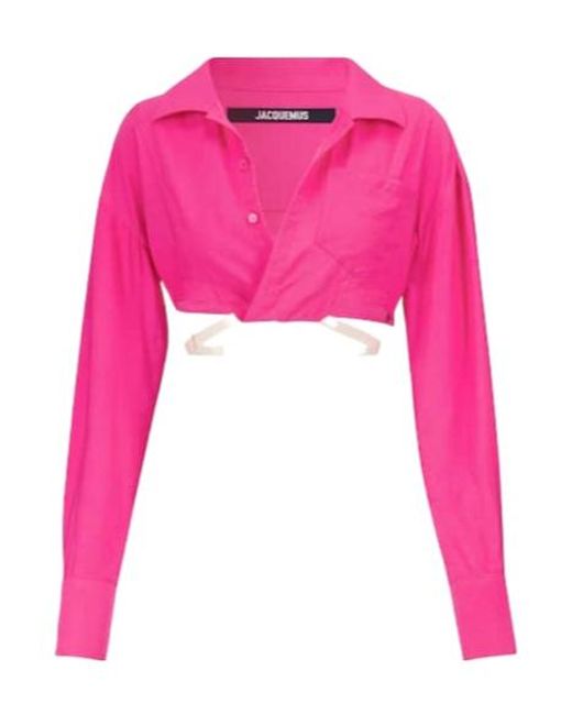 Jacquemus Pink La Chemise Laurier Cropped Shirt