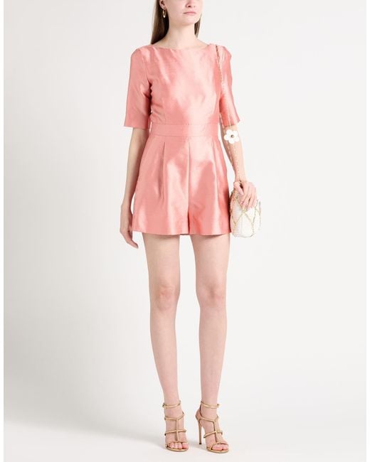 Max Mara Pink Solid Short-Sleeve Jumpsuit