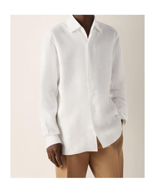 Zegna White Long-Sleeve Button-Up Shirt for men