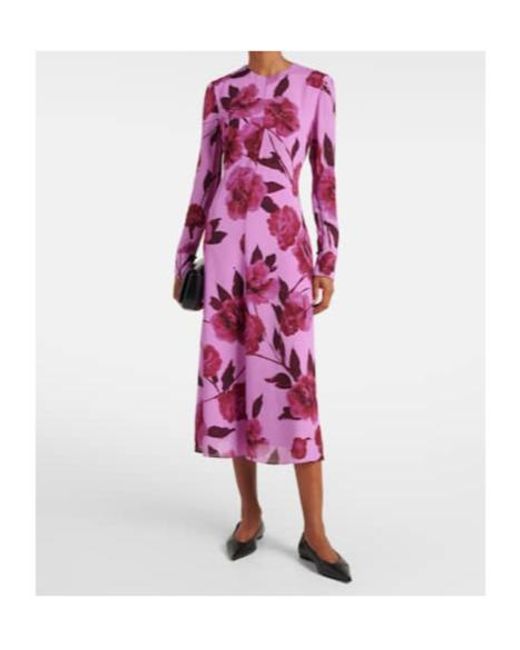 Erdem Purple Floral Crepe Midi Dress