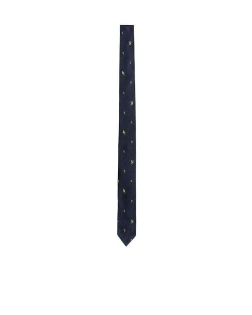 Thom Browne Blue Embroidered Silk Tie for men