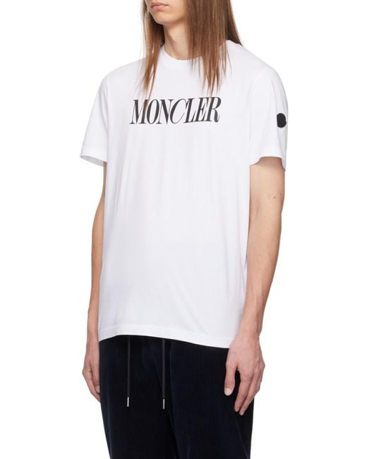 Moncler White Logo Printed Crewneck T-Shirt for men