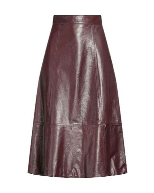 Brunello Cucinelli Purple Leather A-Line Skirt