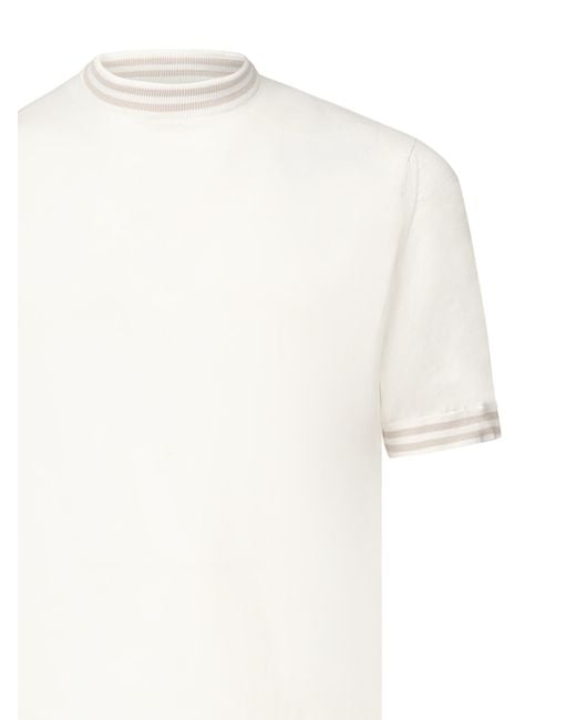 Eleventy White Crew Neck Short-Sleeved Sweater for men