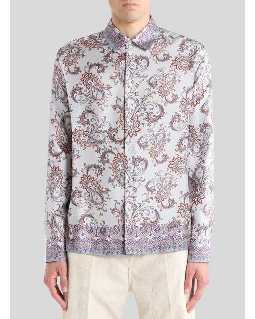 Etro Multicolor Paisley Border Print Shirt for men