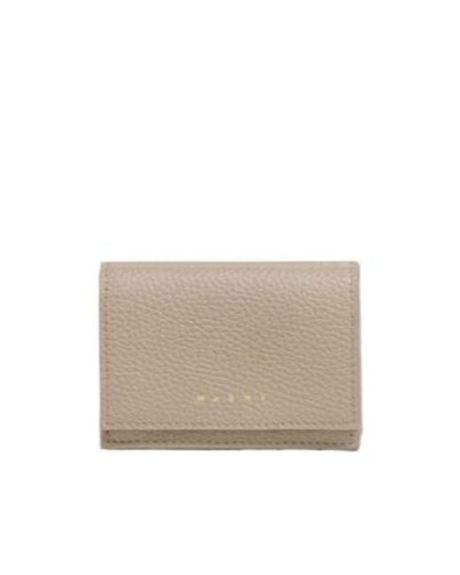 Marni Natural Logo-Debossed Leather Rectangular Wallet