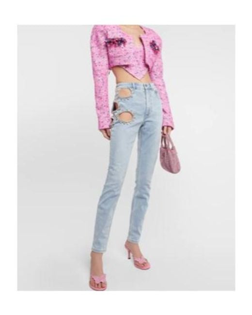 Area Pink Heart Embellished Crop Top