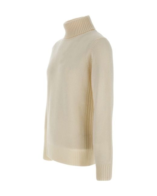 Kangra Cashmere White Kangra Turtleneck Ribbed Jumper for men
