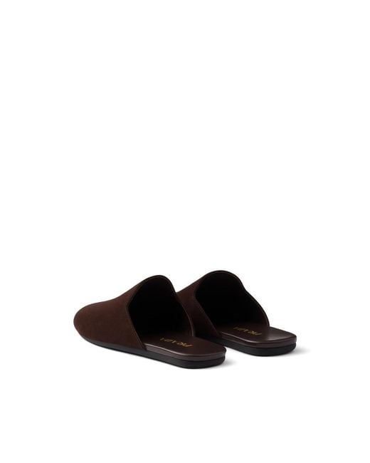 Prada Brown Round Toe Flat Slippers